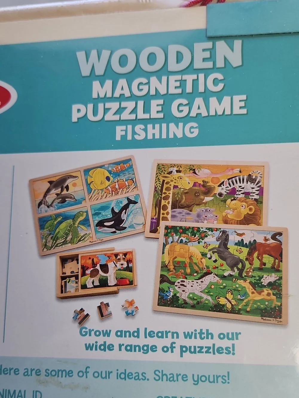 Melissa & Doug Wooden Magnetic Puzzle Fishing Game New & Small Plush Bunny Hops